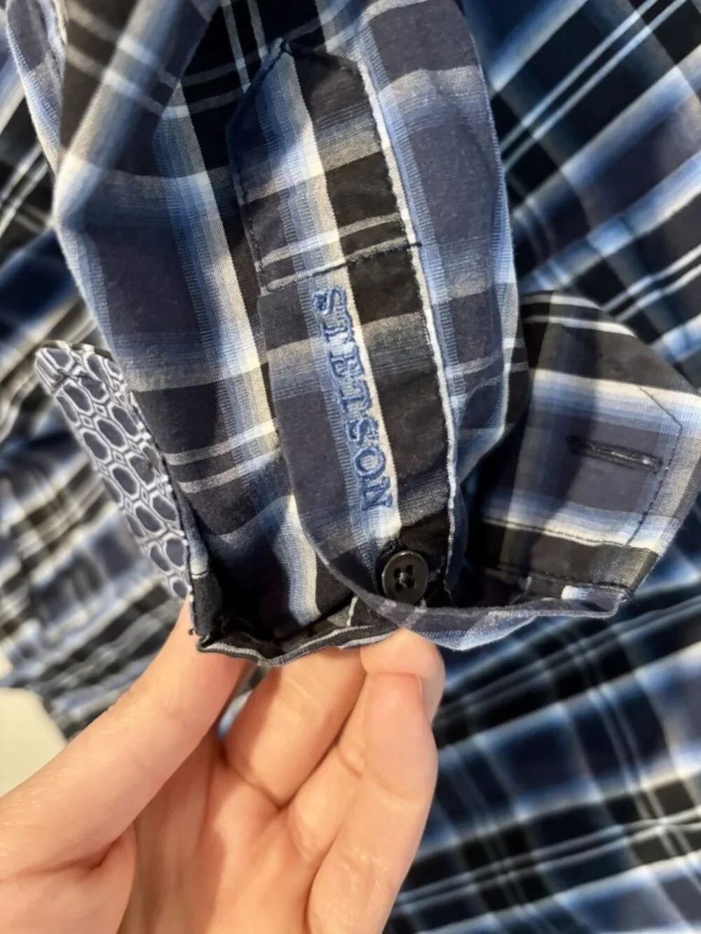 Stetson Blue Flip Cuff Button Down Shirt Sz Medium 100% Cotton